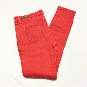 Vans Off The Wall Red Wash Skater Retro Skinny Jeans Woman’s -Juniors Sz 13